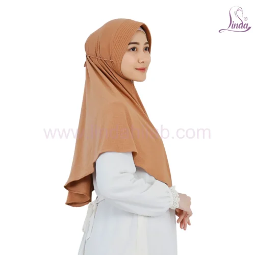 Caramel Hijab with White Underscarf - Modern Modest Style - Image 2