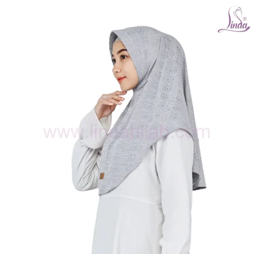 Stylish Striped Light Grey Hijab for Girls - Elegant & Comfortable Wear - Image 2