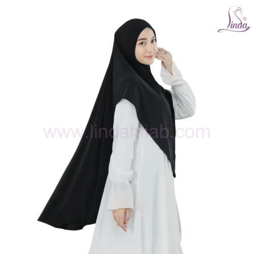 Classic Solid Black Hijab for Girls - Timeless & Comfortable Wear - Image 2