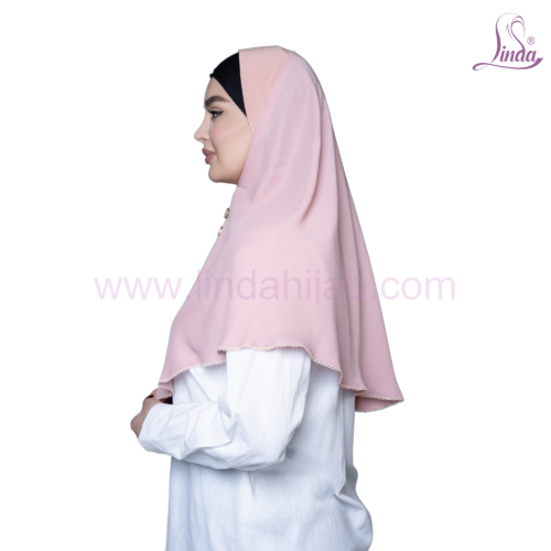 Blush Pink Scalloped Lace-Trim Hijab - Image 4