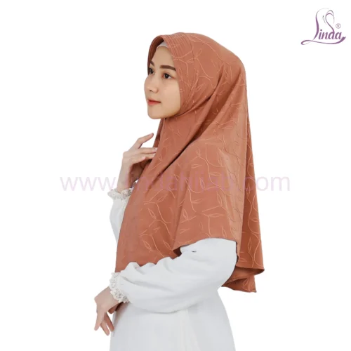 Elegant Patterned Terracotta Hijab for Girls - Soft & Stylish Wear - Image 2