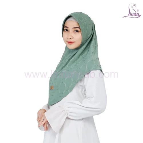 Elegant Patterned Dusty Green Hijab for Girls - Soft & Stylish Wear - Image 2