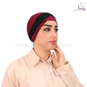 Maroon & Black Dual-Tone Cross Turban – Bold & Stylish Fit