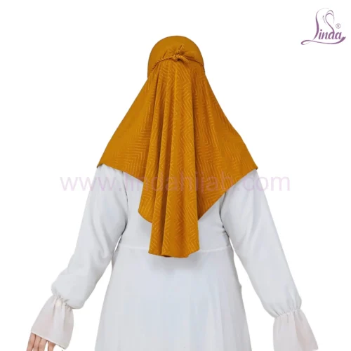Golden Yellow Chevron Knit Instant Hijab - Stylish & Cozy - Image 3