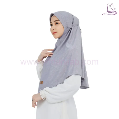 Sophisticated Patterned Grey Hijab for Girls - Stylish, Comfortable & Modest Wear - Image 2