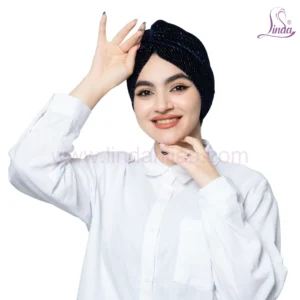 Sparkling Obsidian Velvet Turban – Glamorous Ready to Wear Fit