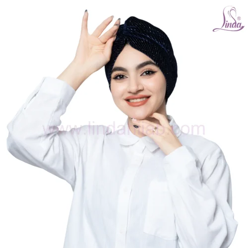 Sparkling Obsidian Velvet Turban – Glamorous Ready to Wear Fit - Image 1