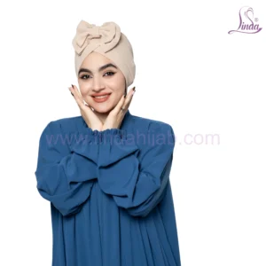 Beige Bow Accent Turban – Soft Texture & Playful Elegance
