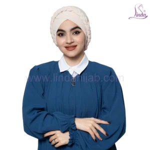 Cream Braided-Crown Turban – Elegant Texture & Secure Fit