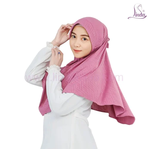 Charming Patterned Mauve Hijab for Girls - Elegant & Comfortable Wear - Image 2