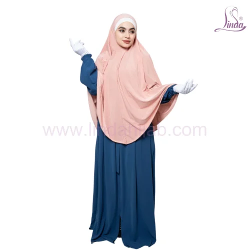 Charming Peach Two-Layer Khimar – Elegant & Modest - Image 2