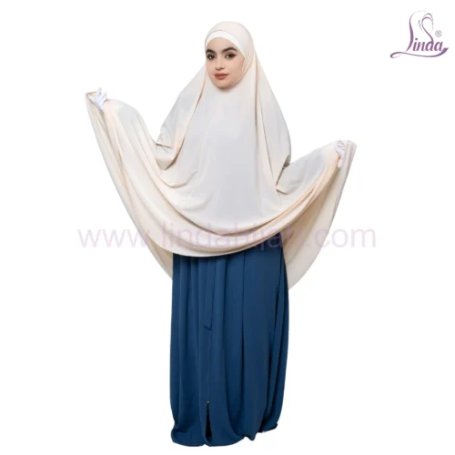 Cream Butterfly Khimar – Elegant and Flowing Design - Image 1