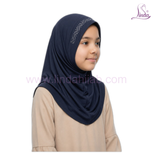 Girls Rhinestone Pull-On Hijab – Instant One-Piece Kids Hijab (8 Colors) - Image 2