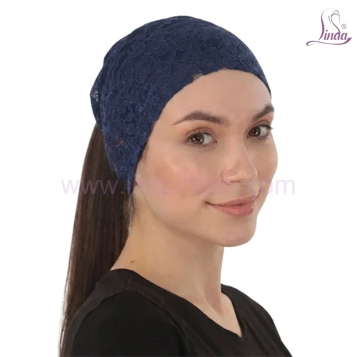 Elegant Floral Lace Headband Cap — Breathable Under Scarf with Ponytail Opening - Image 11