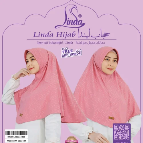 Stylish Patterned Pink Hijab for Girls - Elegant & Comfortable Wear - Image 4