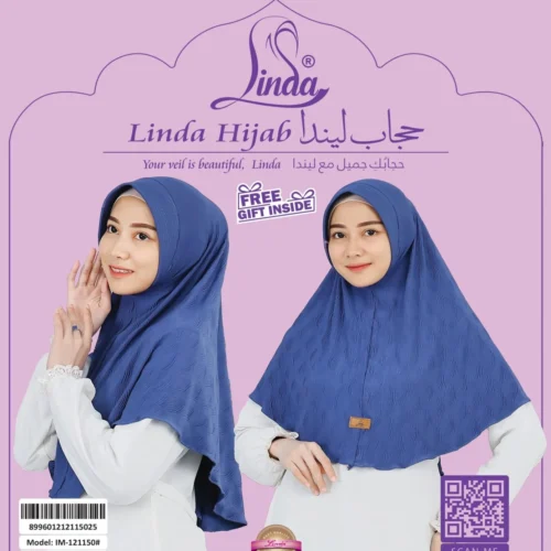 Vibrant Textured Blue Hijab for Girls - Elegant & Comfortable Wear - Image 4