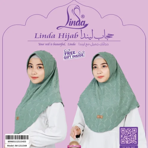 Elegant Patterned Dusty Green Hijab for Girls - Soft & Stylish Wear - Image 4