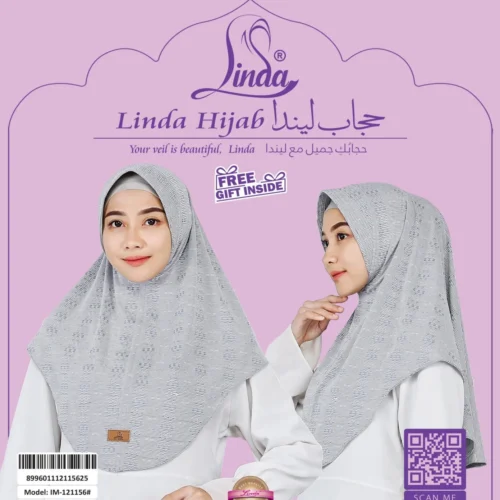 Stylish Striped Light Grey Hijab for Girls - Elegant & Comfortable Wear - Image 4