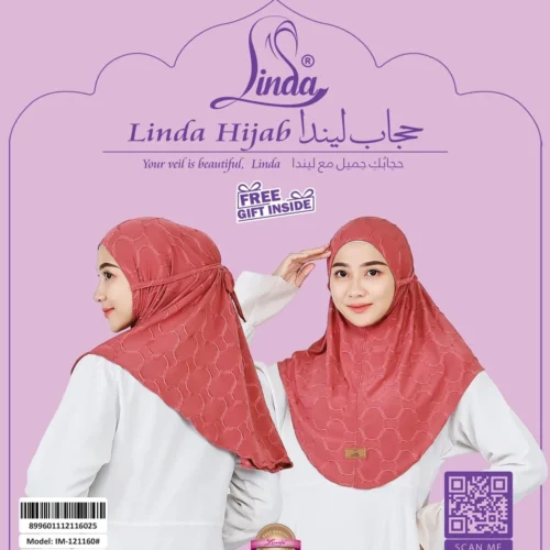 Stylish Patterned Brick Red Hijab for Girls - Elegant & Comfortable Wear - Image 4