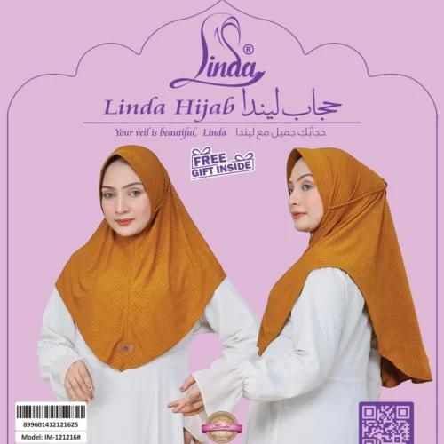 Golden Yellow Chevron Knit Instant Hijab - Stylish & Cozy - Image 4