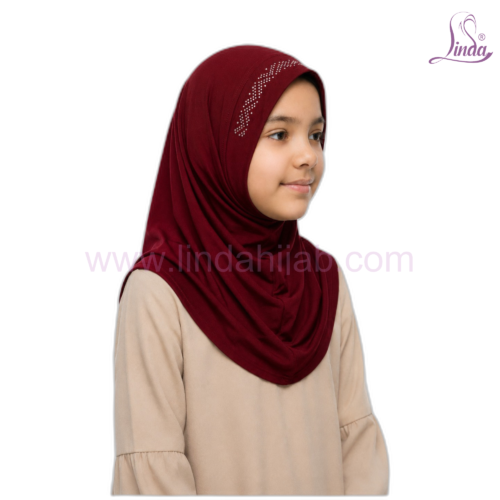 Girls Rhinestone Pull-On Hijab – Instant One-Piece Kids Hijab (8 Colors) - Image 6