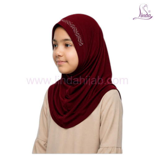 Girls Rhinestone Pull-On Hijab – Instant One-Piece Kids Hijab (8 Colors) - Image 7