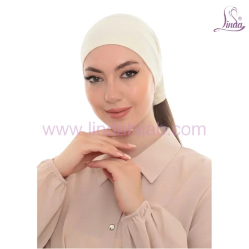 Elegant Pearl Brooch Turban Cap — Pleated Jersey Headpiece for Women - Image 1
