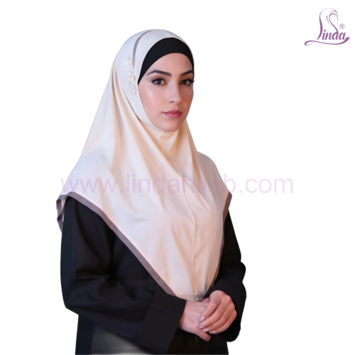 LADIES RAYON ONE PC HIJAB WITH CONTRAST BORDER - Image 2