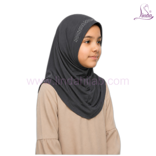 Girls Rhinestone Pull-On Hijab – Instant One-Piece Kids Hijab (8 Colors) - Image 10