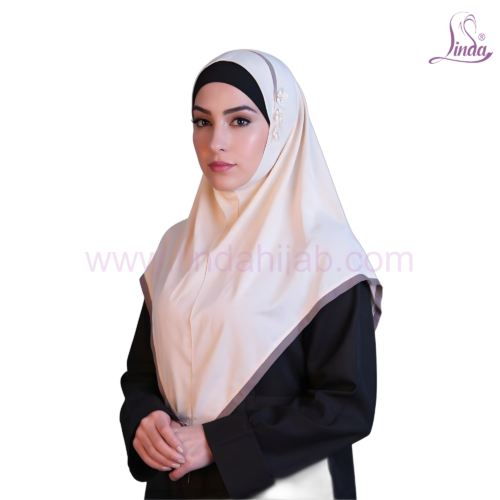 LADIES RAYON ONE PC HIJAB WITH CONTRAST BORDER - Image 3
