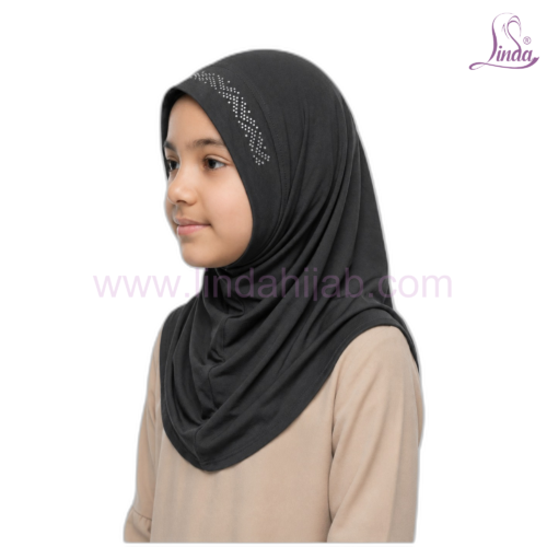 Girls Rhinestone Pull-On Hijab – Instant One-Piece Kids Hijab (8 Colors) - Image 11