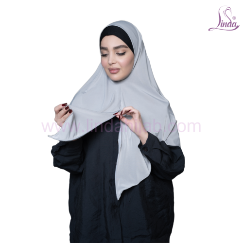 Grey Stretch Jersey Pull-On Hijab | One-Piece Instant Hijab - Image 5