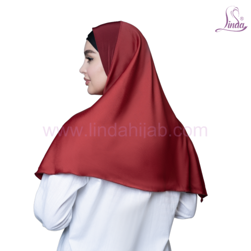 Maroon Silky Tie-Style Hijab Scarf - Image 2