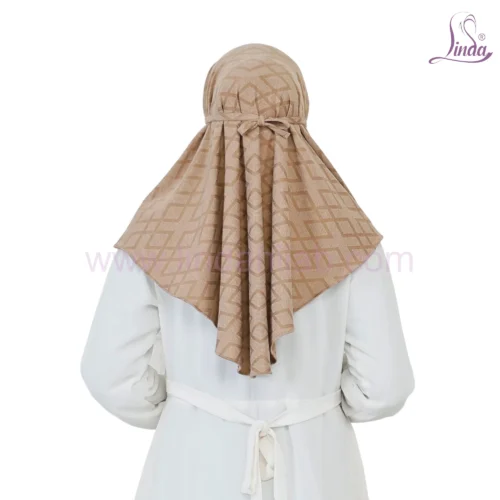 Chic Geometric Patterned Beige Hijab for Girls - Elegant & Modern Wear - Image 3
