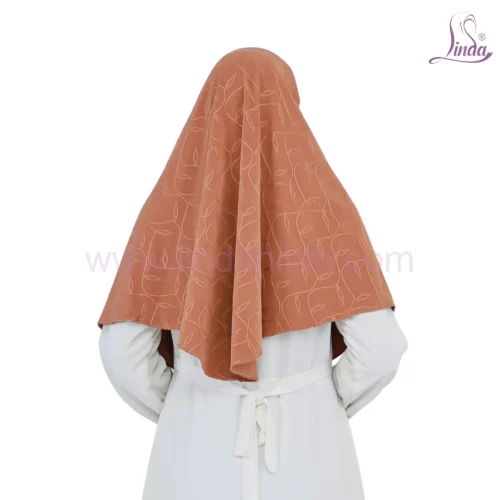 Elegant Patterned Terracotta Hijab for Girls - Soft & Stylish Wear - Image 3