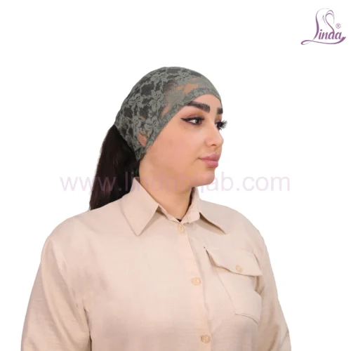 Lace Garden Green Hijab Under-cap – Stylish & Breathable Fit - Image 3