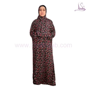 WOMEN'S PREMIUM PRAYER DRESS WITH HIJAB - BLACK FLORAL COLLECTION