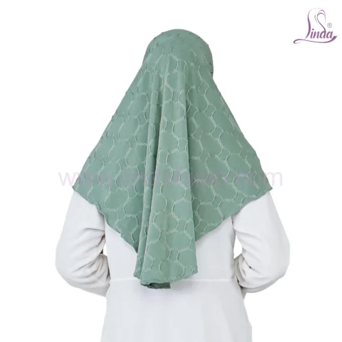 Elegant Patterned Dusty Green Hijab for Girls - Soft & Stylish Wear - Image 3