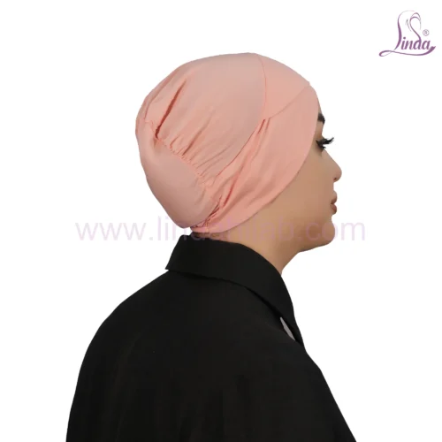Soft Peach Cross-Front Jersey Turban – Delicate & Modern Fit - Image 2