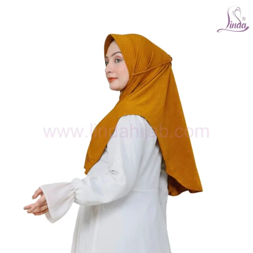 Golden Yellow Chevron Knit Instant Hijab - Stylish & Cozy - Image 2