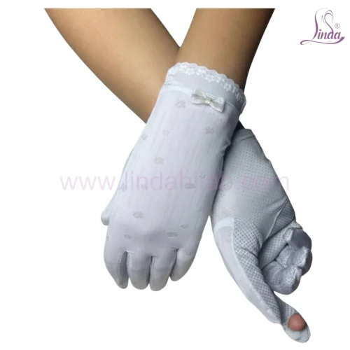 Elegant Bridal Lace Gloves with Wrist Bow - Image 3