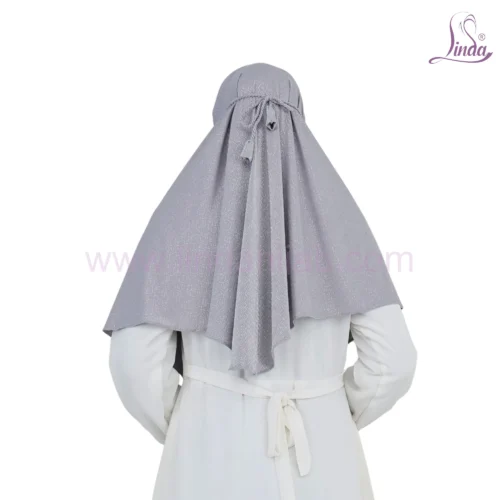 Sophisticated Patterned Grey Hijab for Girls - Stylish, Comfortable & Modest Wear - Image 3