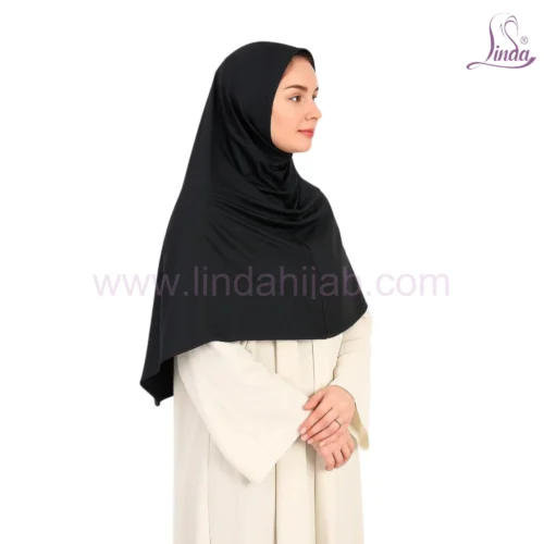 Black Hijab with Cream Abaya - Elegant Islamic Modest Wear - Image 2