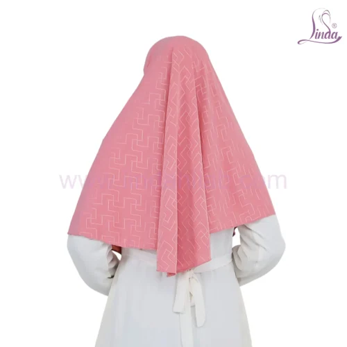 Stylish Patterned Pink Hijab for Girls - Elegant & Comfortable Wear - Image 3