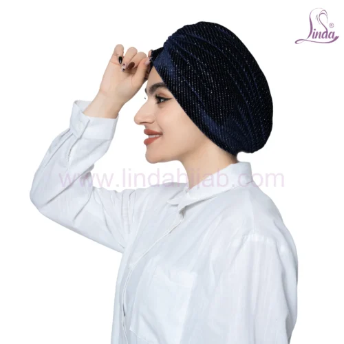 Sparkling Obsidian Velvet Turban – Glamorous Ready to Wear Fit - Image 2