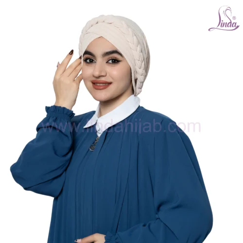 Cream Braided-Crown Turban – Elegant Texture & Secure Fit - Image 2