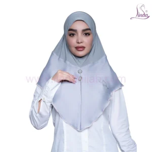 Elegant Linda Satin Instant Hijab in Light Grey
