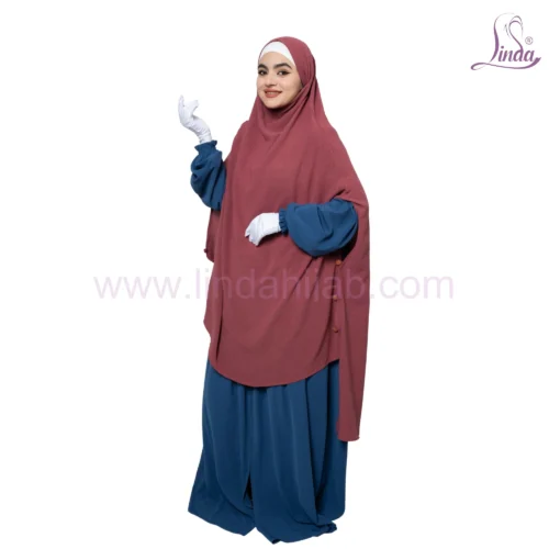 Rust Red Two-Layer Khimar – Modest & Stylish - Image 2