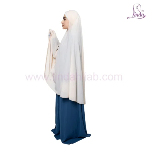 Cream Butterfly Khimar – Elegant and Flowing Design - Image 2