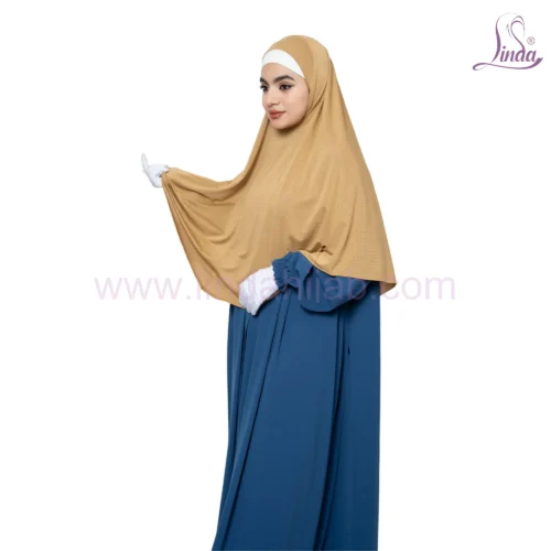Golden Khimar with Blue Skirt – Modest and Stylish - Image 2
